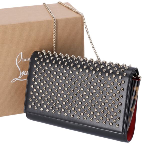 Christian Louboutin Handbags - Christian Louboutin Paloma Clutch Crossbody Bag Black Multi Leopard Studded